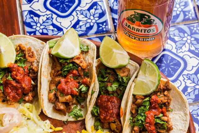 Fresh tacos served from a food truck for catering in Houston