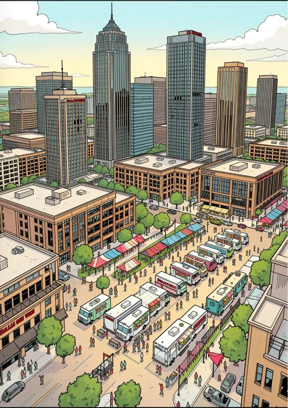 Food trucks gathered at a Dallas event