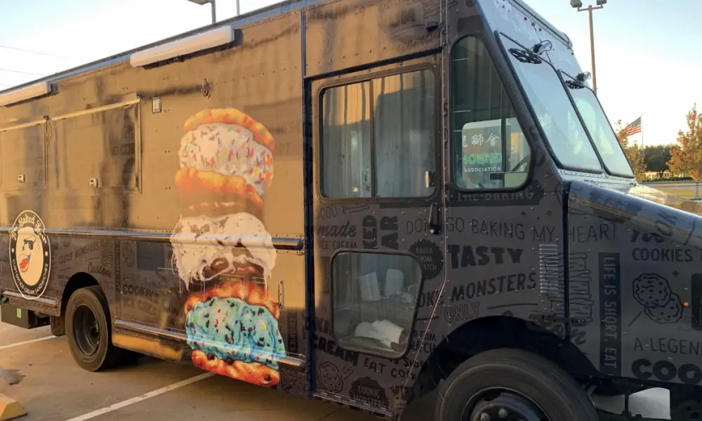 The Baked Bear food truck at a Dallas corporate catering event