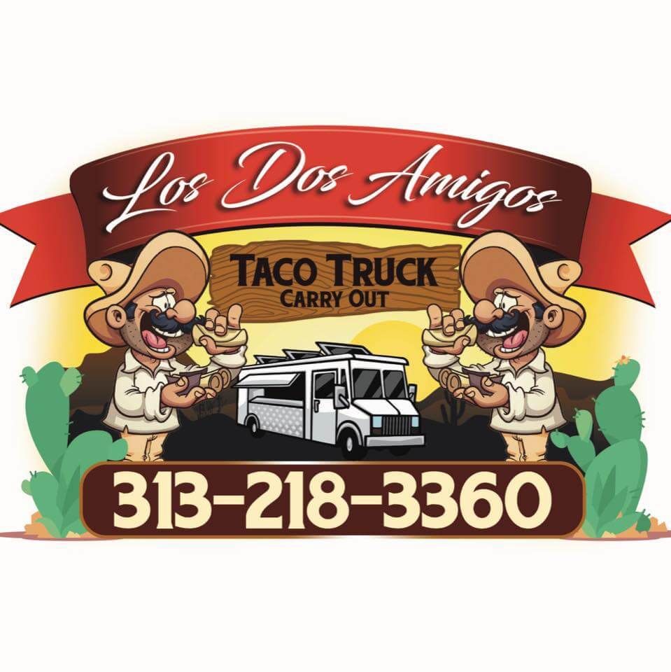 Los Dos Amigos Taco Truck Food Truck Logo