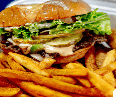 Your Choice of Any Burger, 2 Piece Cheese Sticks, 2 Piece Tenders, and Side of Fries